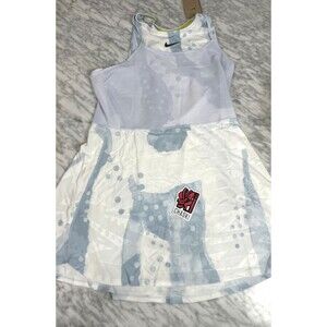Nike Court Slam Dri-Fit Printed Tennis Dress Light Blue Women's Large HM8646-121